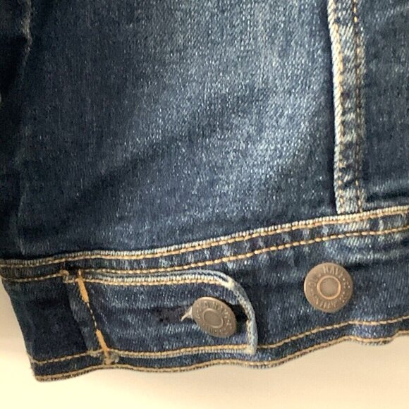 OLD NAVY Button Down Collared Dark Wash Blue Denim Jean Jacket Women's Size M - Picture 4 of 8
